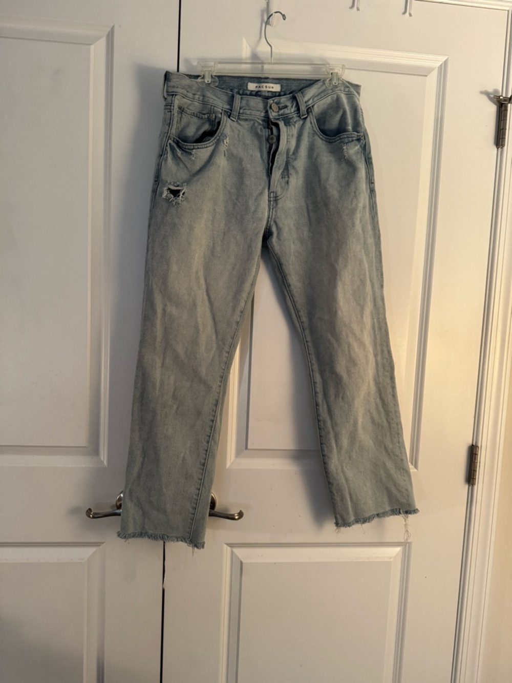 Washed Light Blue Straight-Leg Jeans size 32